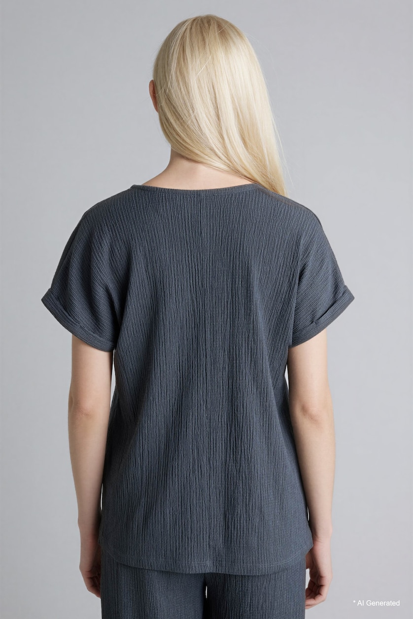 WOMAN Anthracite Melange Regular Fit V-Neck Short Sleeve T-Shirt