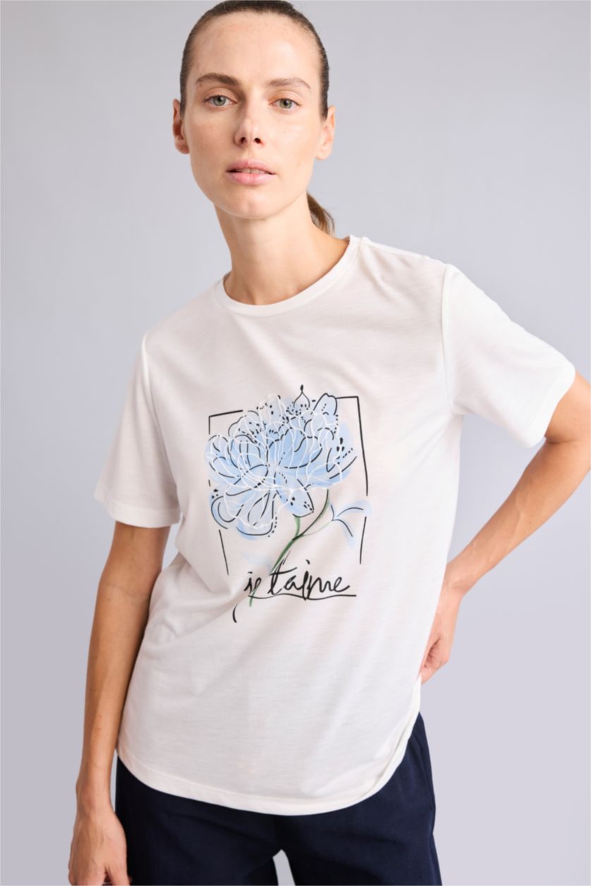 Women Ecru Regular Fit Short Sleeve T-Shirt
