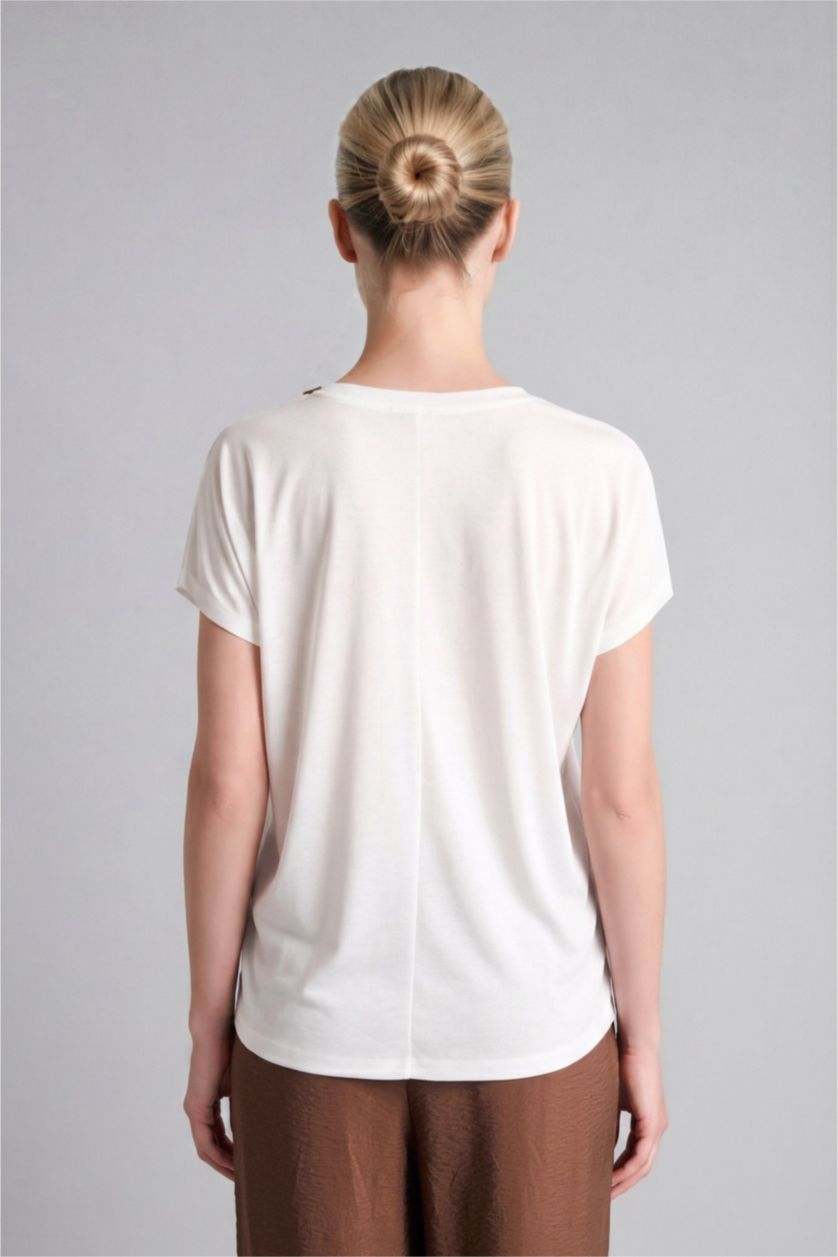 Women Ecru Short Sleeve T-Shirt