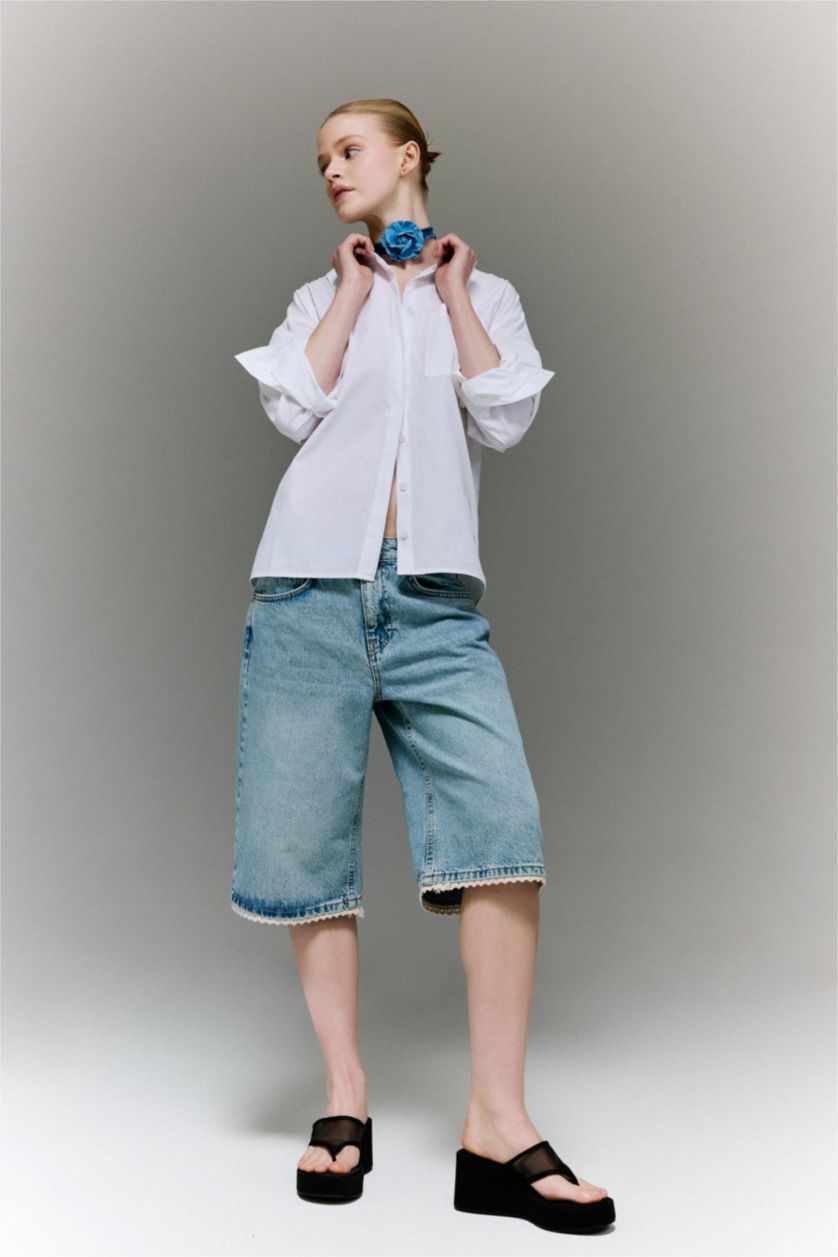 FEMME BLEU Clair Denim Normal Waist Bermuda