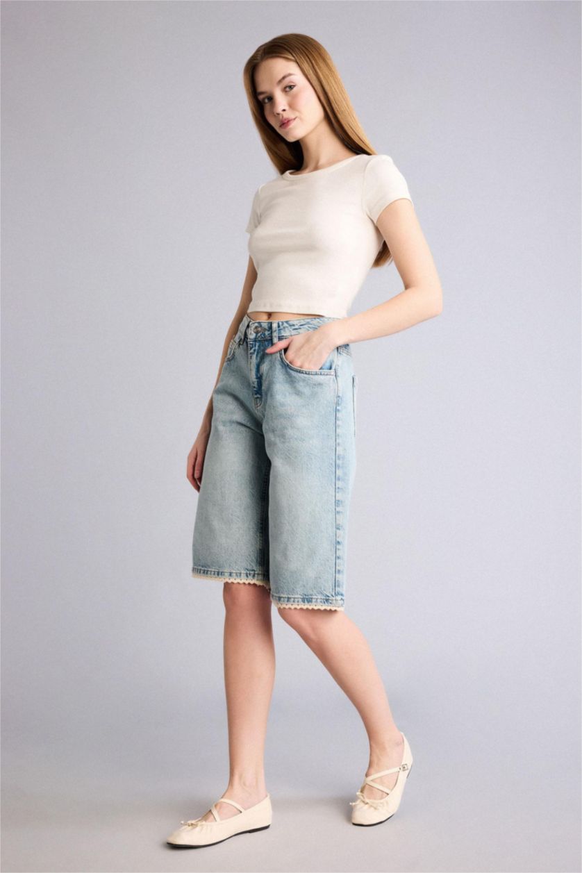 FEMME BLEU Clair Denim Normal Waist Bermuda