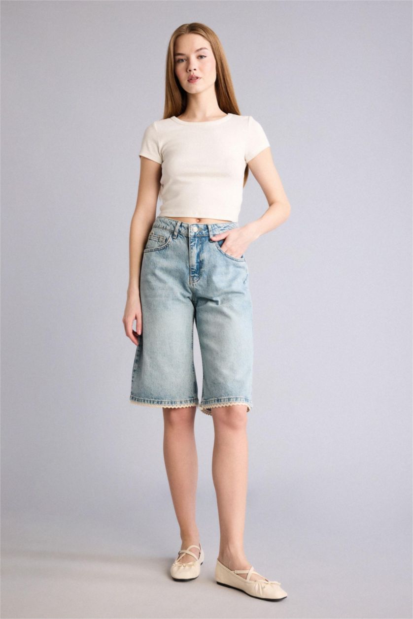 FEMME BLEU Clair Denim Normal Waist Bermuda