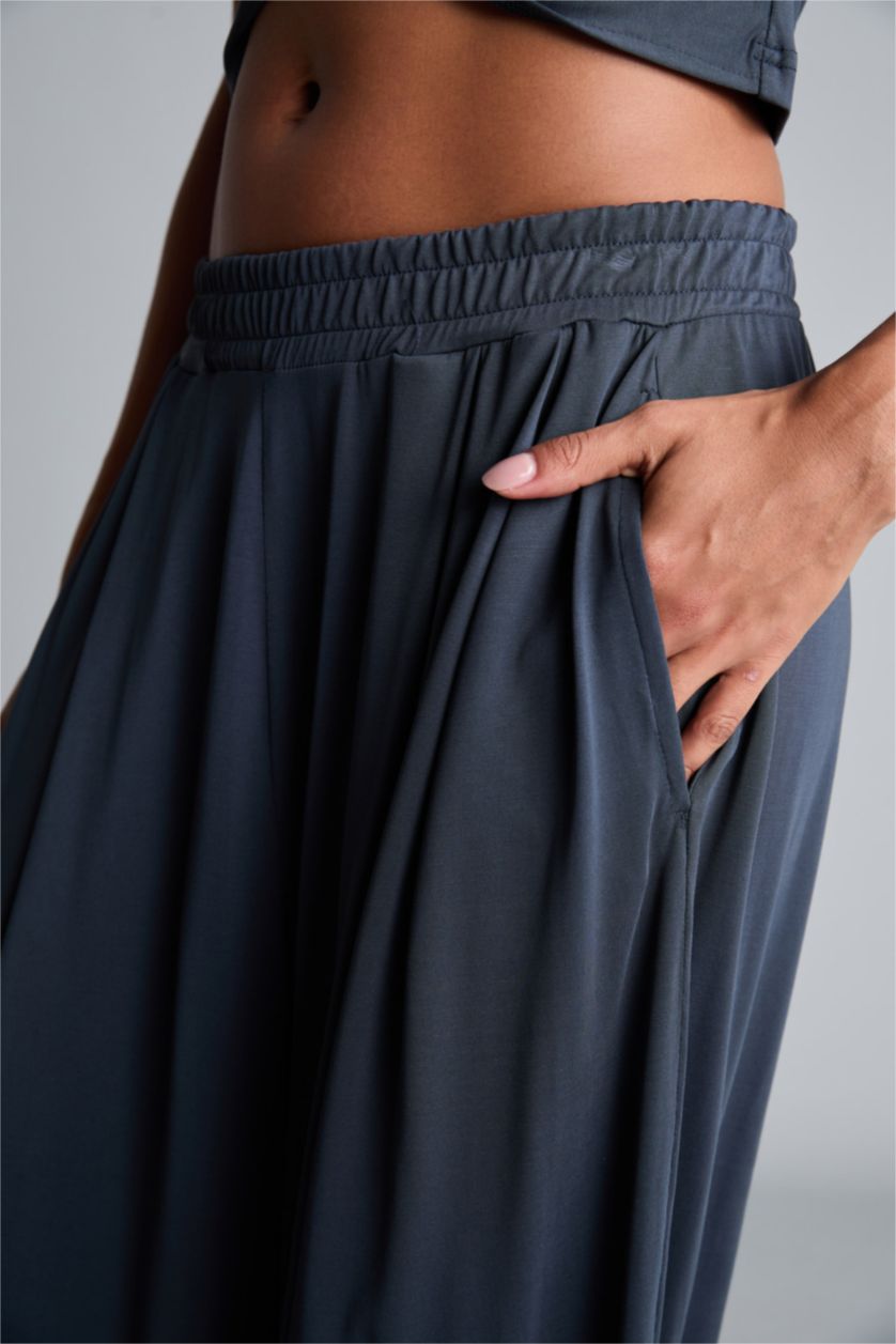 Kadın Antrasit Wide Leg Modal Pantolon