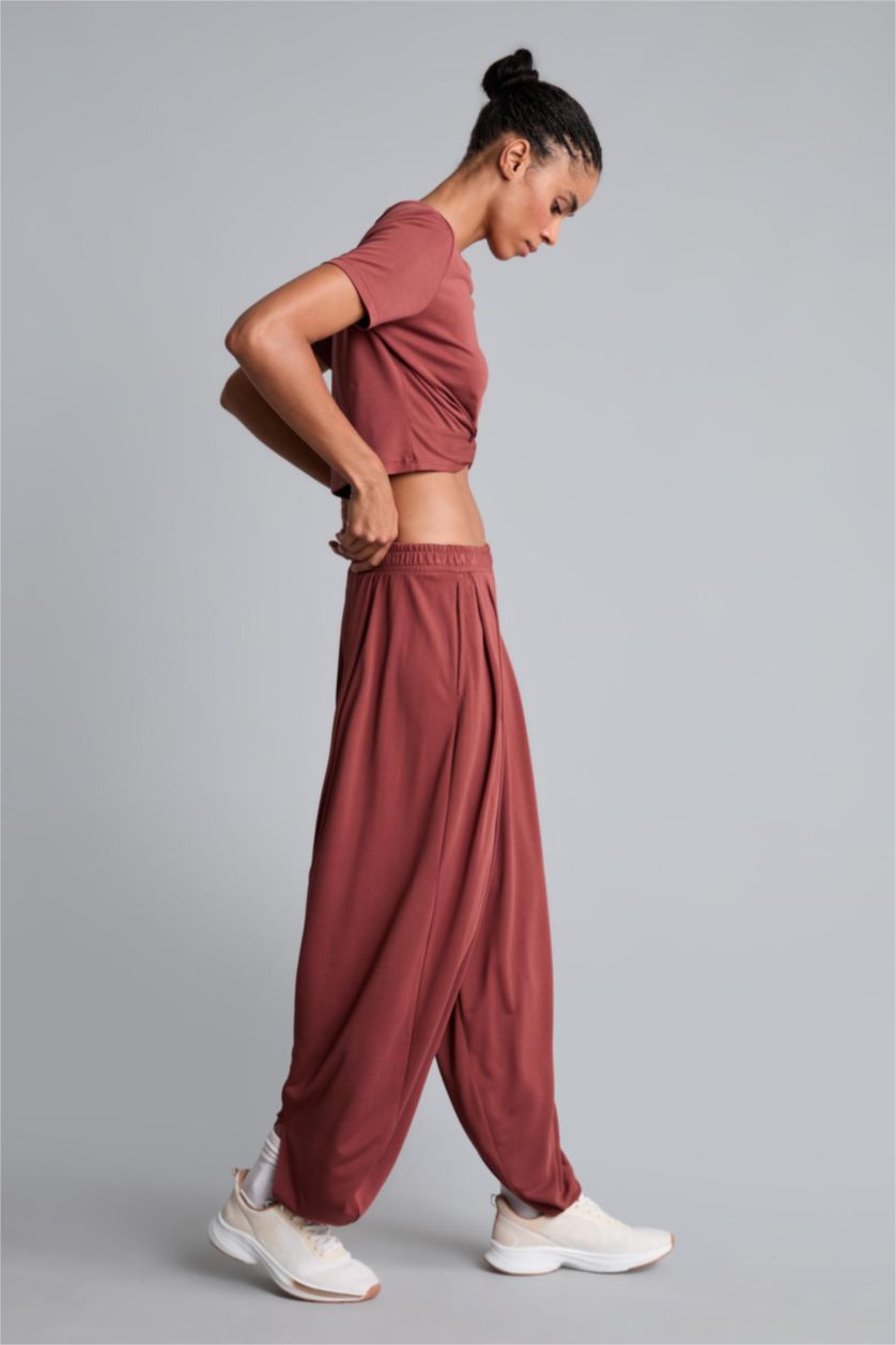 WOMAN Bordeaux Wide Leg Standard Length Modal Trousers