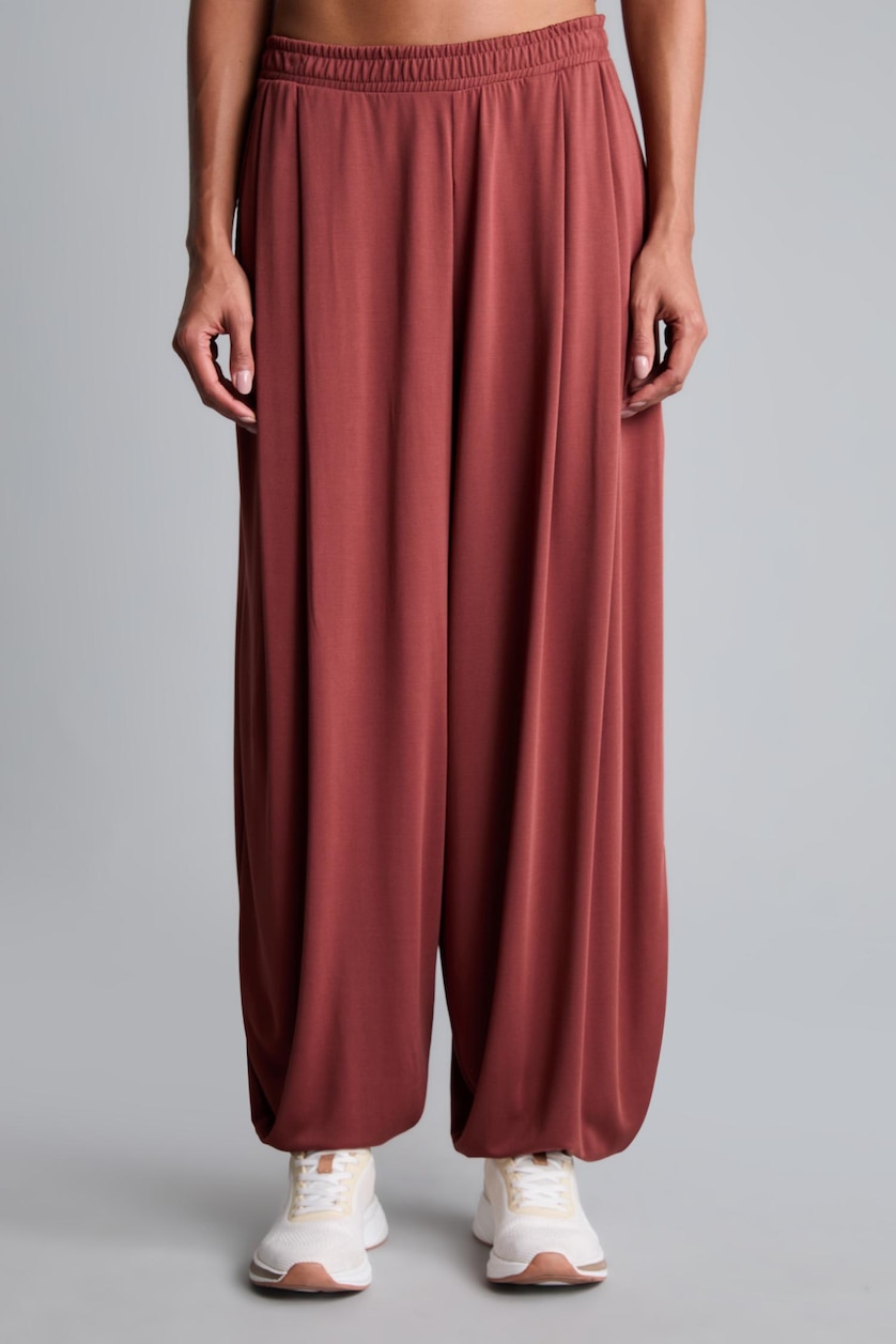 Women Bordeaux Wide Leg Standard Length Modal Trousers