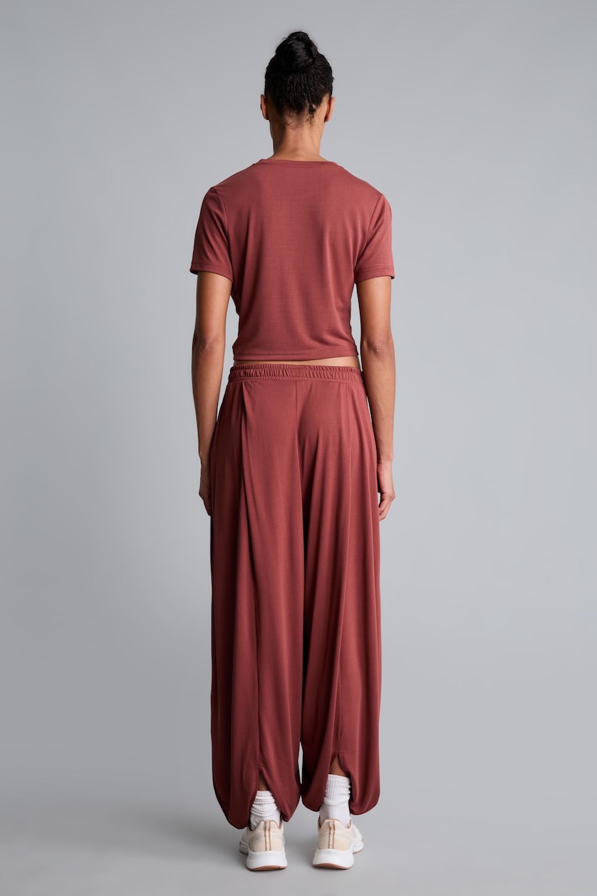 Women Bordeaux Wide Leg Standard Length Modal Trousers