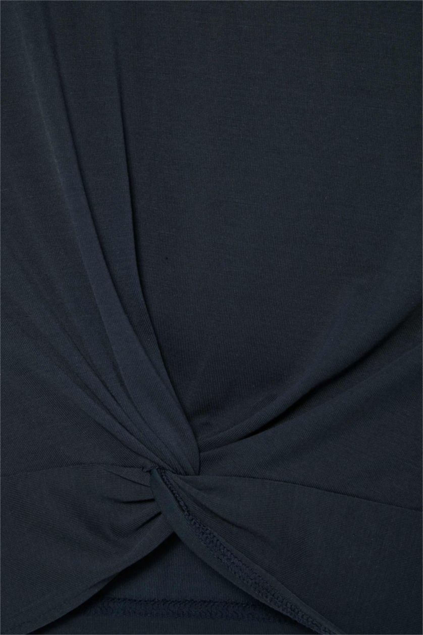 WOMAN Anthracite Cropped Fit Crew Neck Sports Modal T-Shirt
