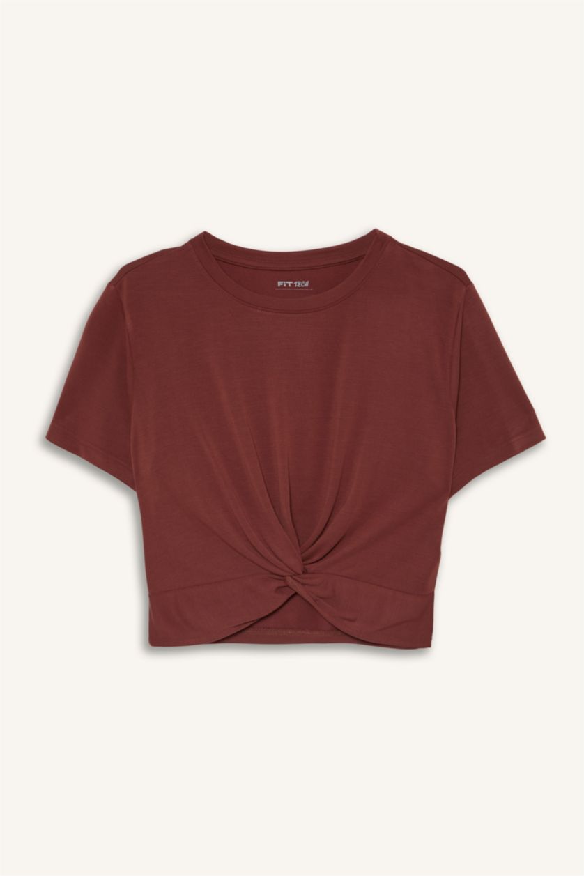 Women Bordeaux Crop modal Short Sleeve T-Shirt