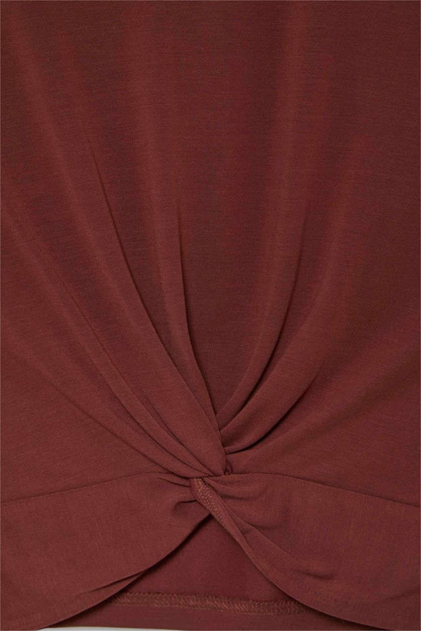 Women Bordeaux Crop modal Short Sleeve T-Shirt