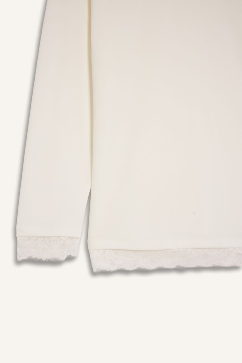 Woman Ecru Woman Long Sleeve T-Shirt