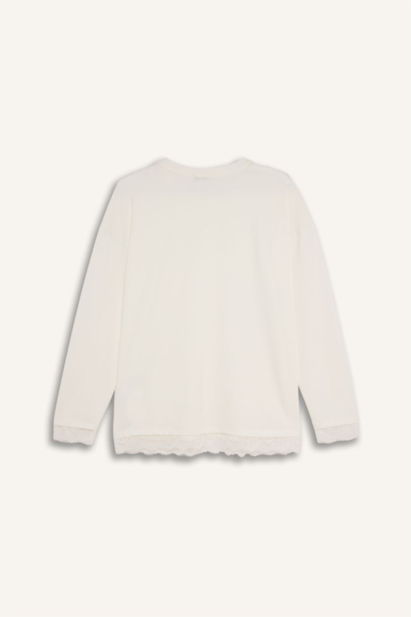 Woman Ecru Woman Long Sleeve T-Shirt