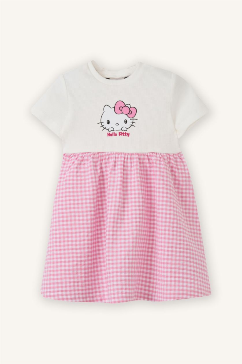 Kız Bebek Ekru Hello Kıtty Fitilli Kaşkorse Elbise Kız Bebek