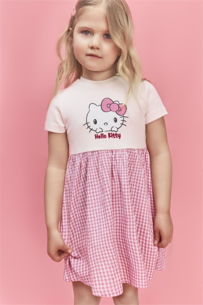 Kız Bebek Ekru Hello Kıtty Fitilli Kaşkorse Elbise Kız Bebek