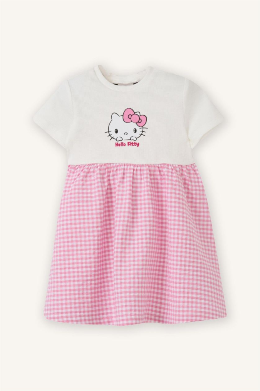Kız Bebek Ekru Hello Kıtty Fitilli Kaşkorse Elbise Kız Bebek