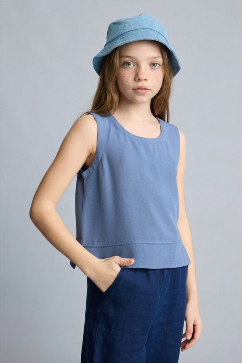 Kız Çocuk - Genç Kız İndigo Kısa kollu Bluz Kız Çocuk