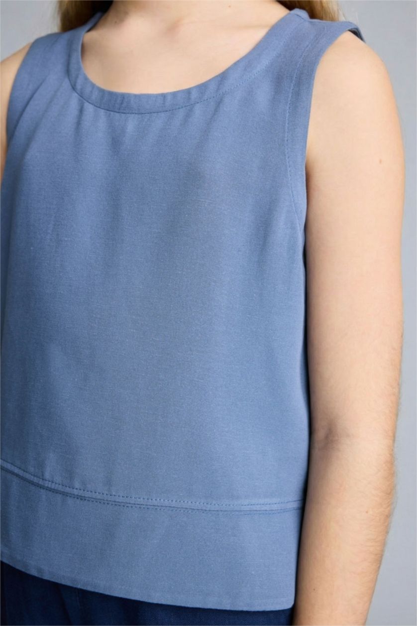 Kız Çocuk - Genç Kız İndigo Kısa kollu Bluz Kız Çocuk