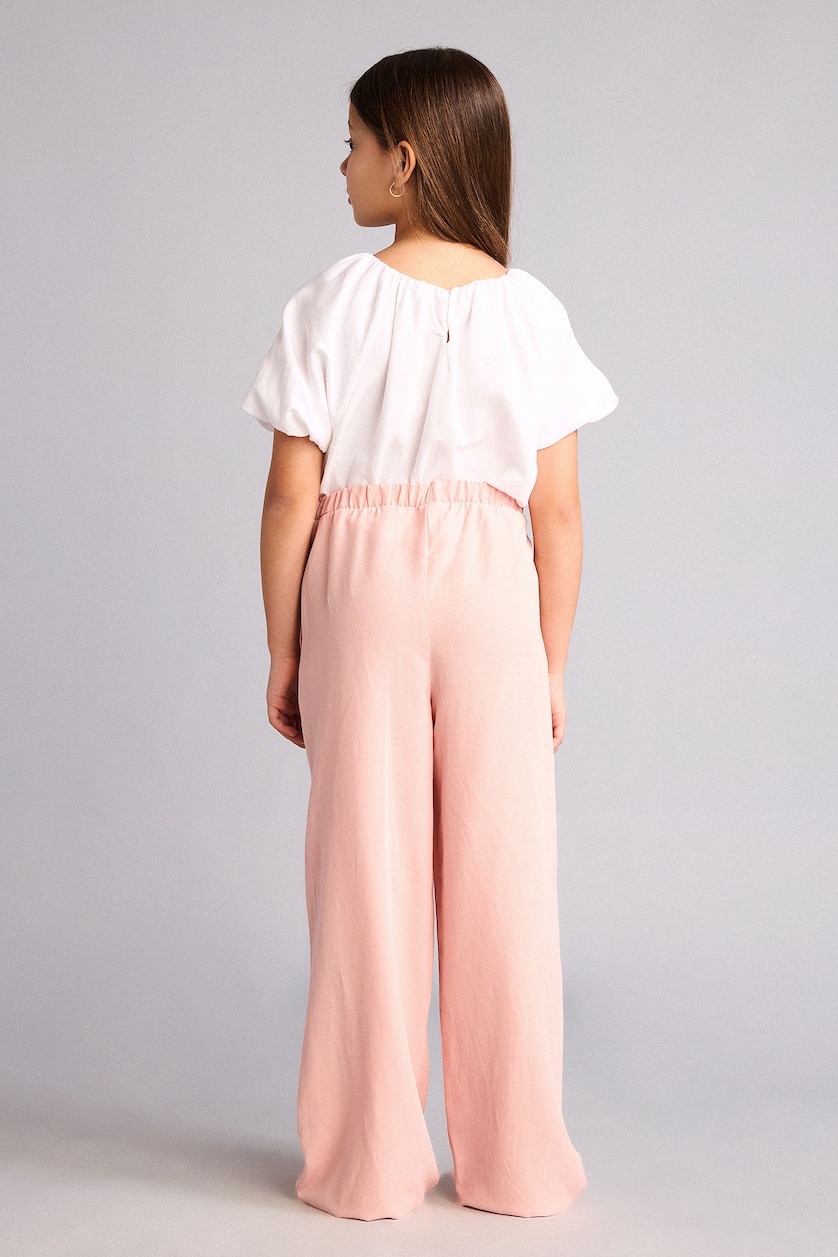 Young Girls - Teen Girls Light Rose Wide Leg Linen Blended Trousers