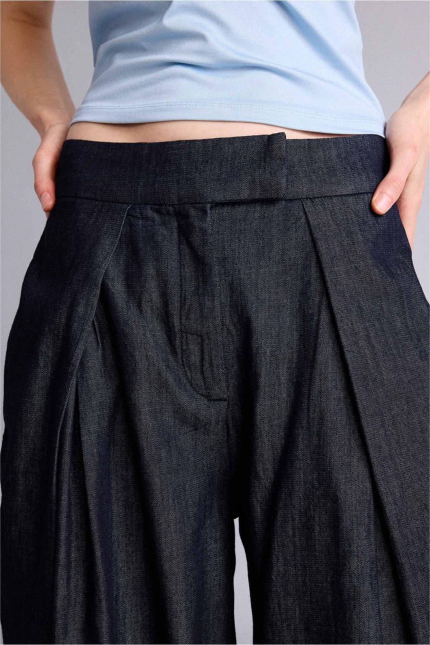 Women Blue Black High Waist Trousers