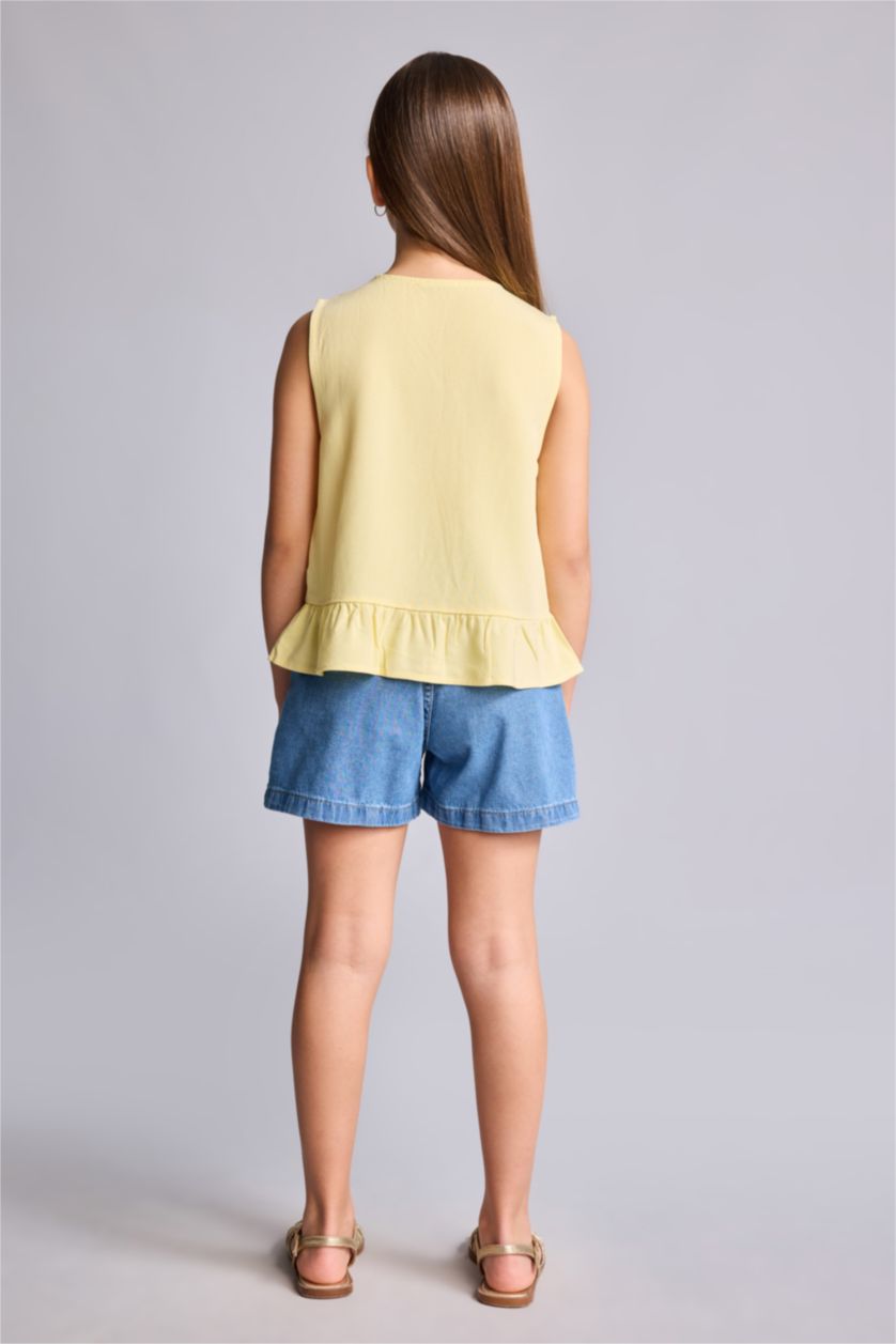 Girls & Teens Yellow Girl Regular Fit Short Sleeve Blouse