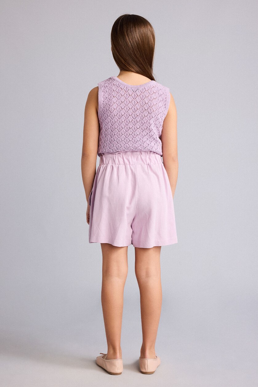 Girls & Teens Light Lilac شورت بناتي من مزيج الكتان