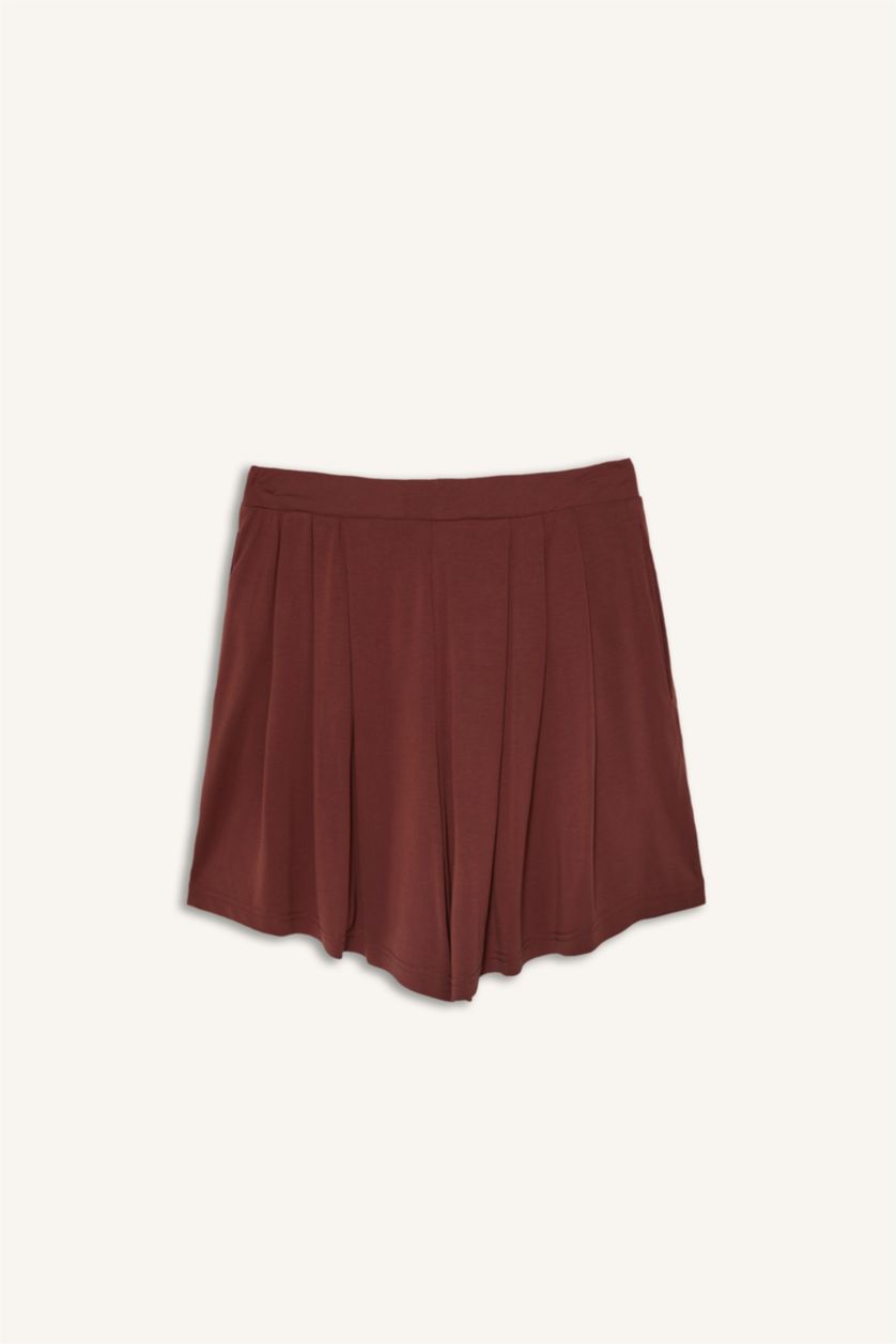 Kadın Bordo Standart Fit Kısa Paça Modal Şort