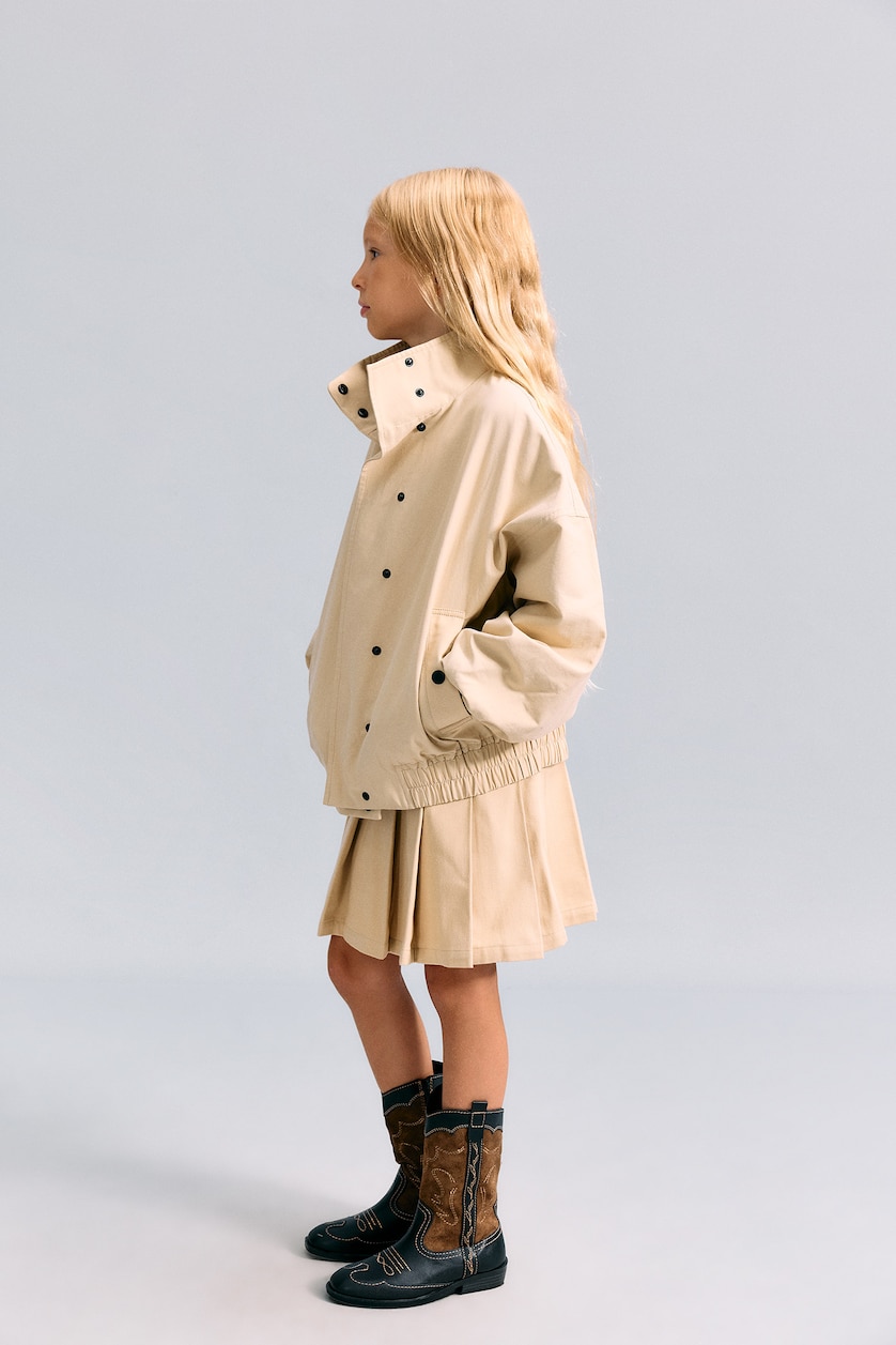 GIRLS & TEENS Light Beige Girl Light Beige Water Repellent High Neck Jacket