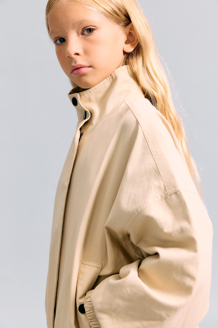 GIRLS & TEENS Light Beige Girl Light Beige Water Repellent High Neck Jacket