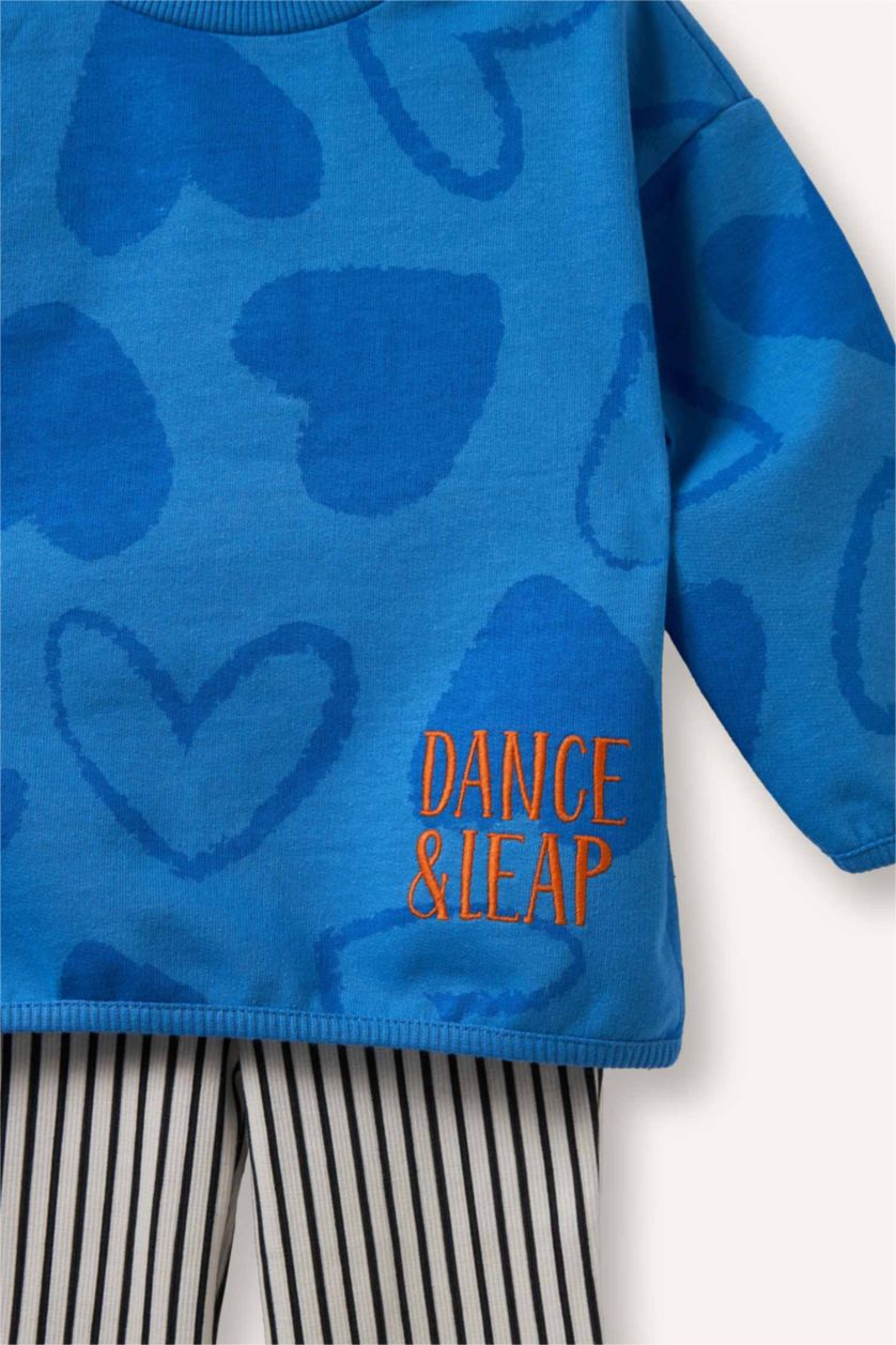 Kız Bebek Açık Royal Kalpli Sweatshırt Çizili Alt 2'li Takım Kız Bebek