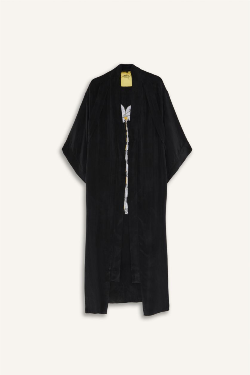 Kadın Siyah Jaquette x DeFacto Palmiyeli Kimono