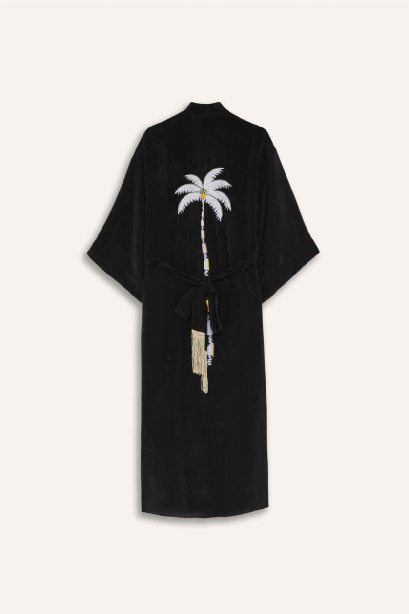 Kadın Siyah Jaquette x DeFacto Palmiyeli Kimono