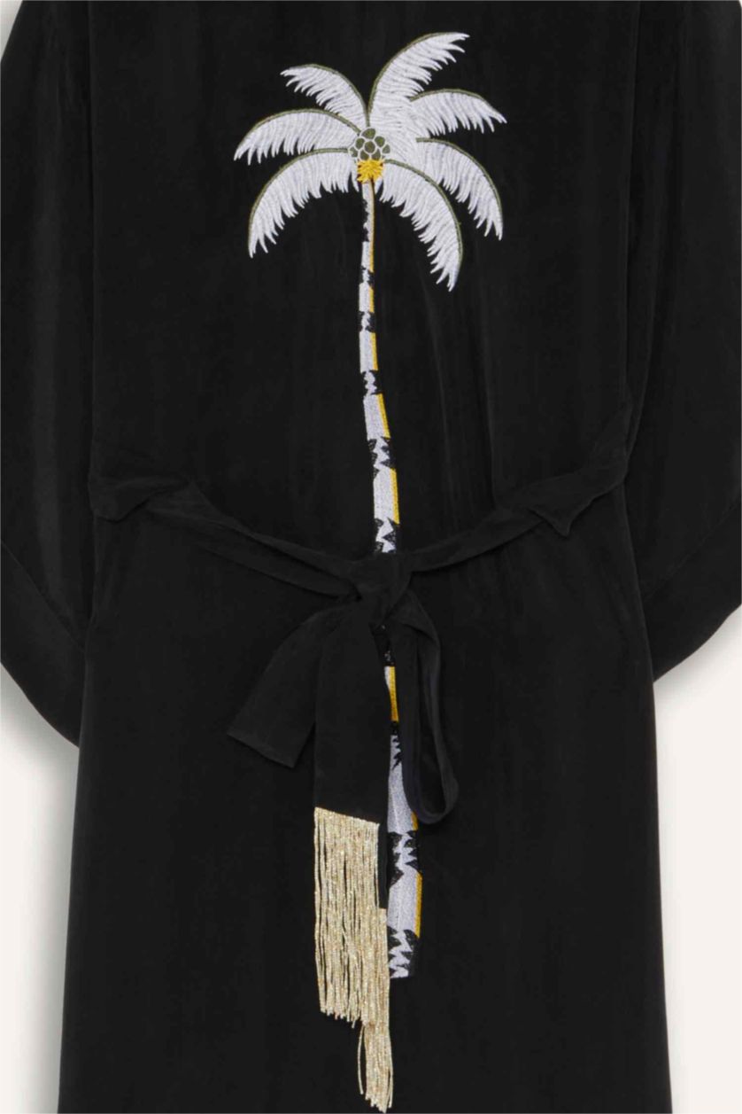 Kadın Siyah Jaquette x DeFacto Palmiyeli Kimono