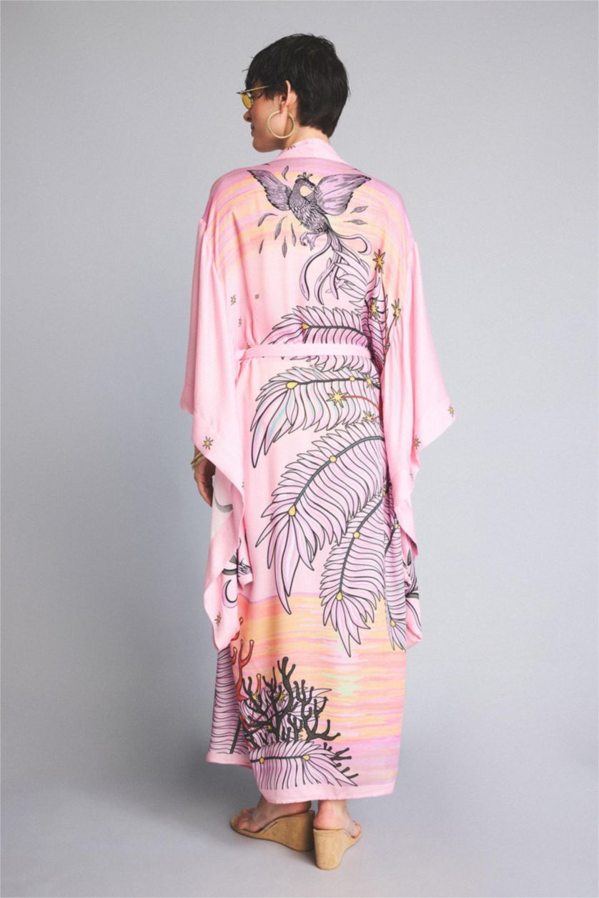 Kadın Açık Pembe Jaquette x DeFacto Desenli Kimono