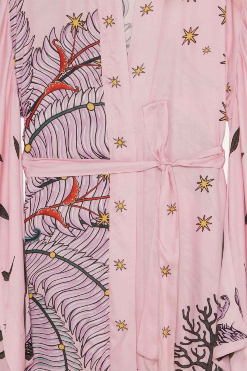 Kadın Açık Pembe Jaquette x DeFacto Desenli Kimono
