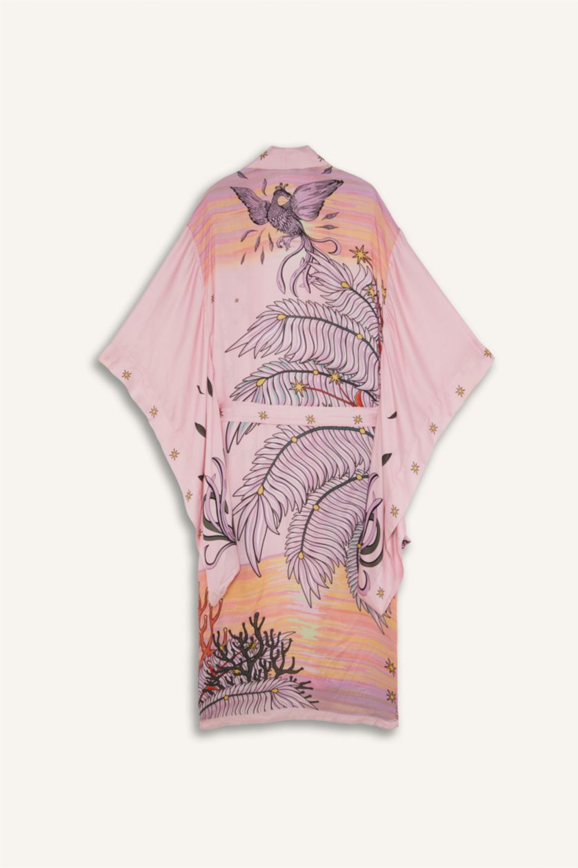 Kadın Açık Pembe Jaquette x DeFacto Desenli Kimono