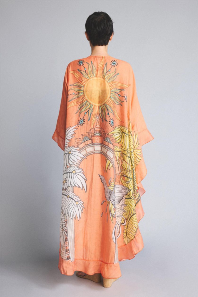 Kadın Sarı Jaquette x DeFacto Desenli Kimono