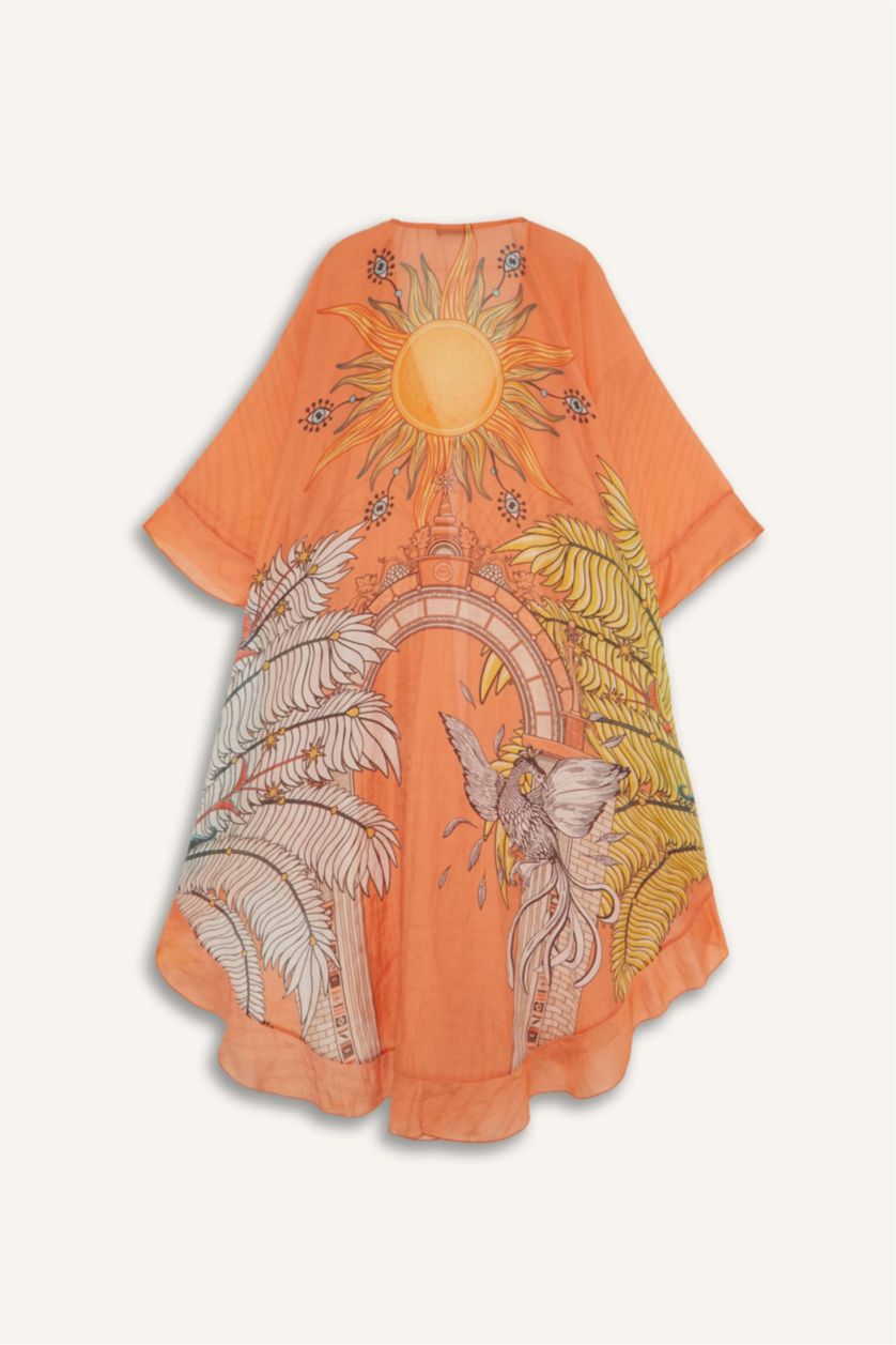 Kadın Sarı Jaquette x DeFacto Desenli Kimono