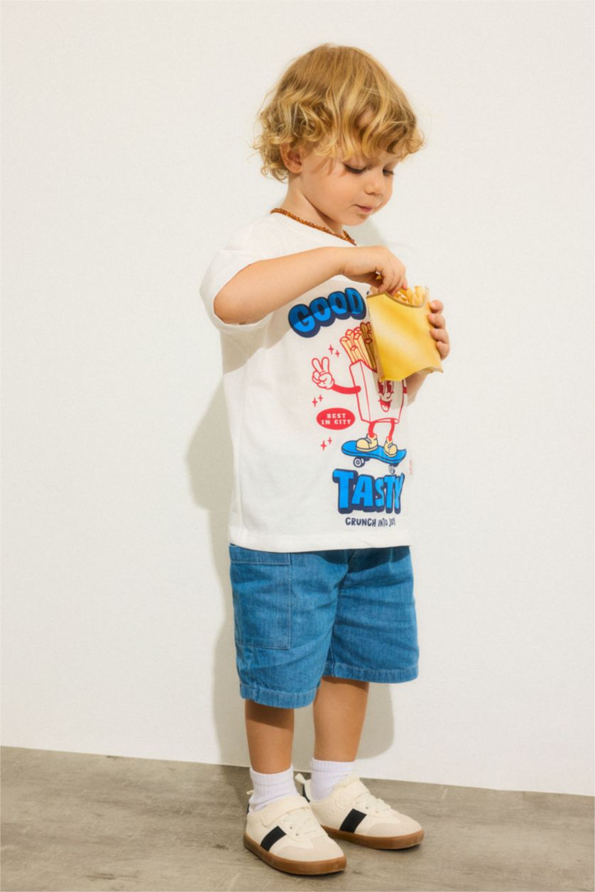 BÉBÉ GARÇON Écru T-shirt oversize imprimé Puff à manches courtes pour bébé garçon