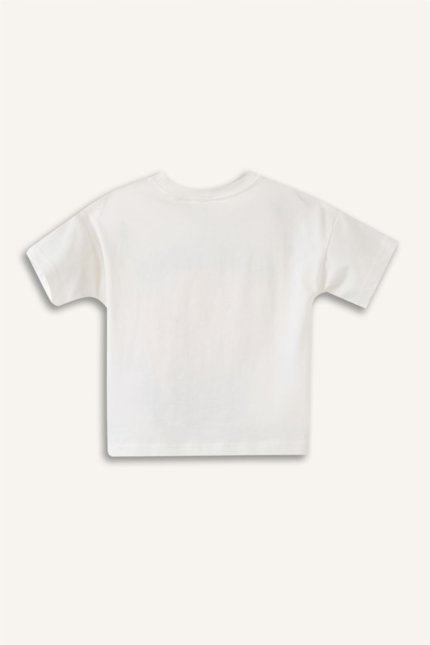 Erkek Bebek Ekru Oversıze Baskılı Tişört