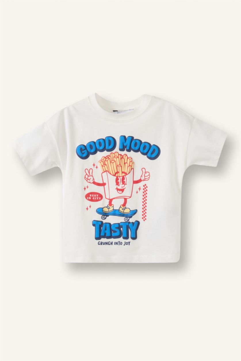 BÉBÉ GARÇON Écru T-shirt oversize imprimé Puff à manches courtes pour bébé garçon