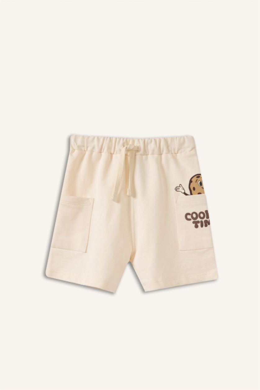 Baby Boys Light Stone Baby Boy Wide Leg Food Print Shorts