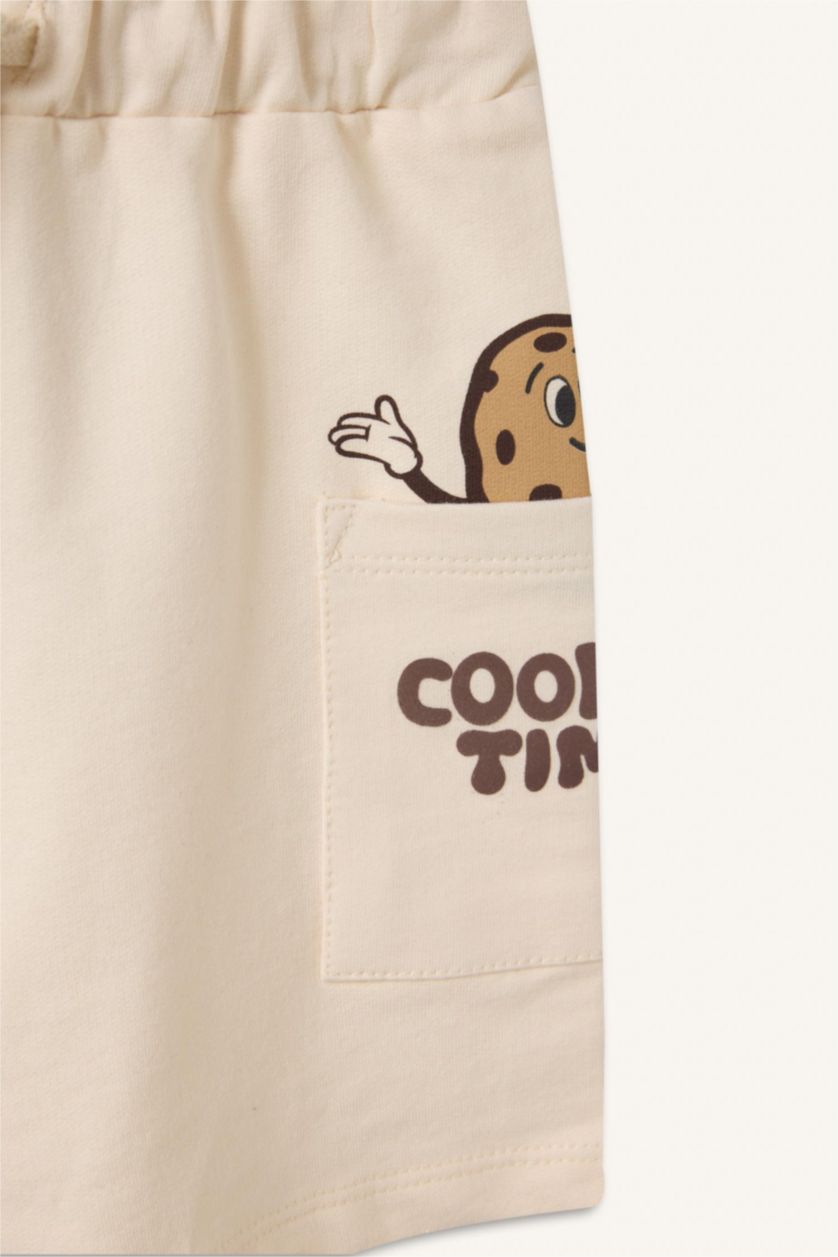 Baby Boys Light Stone Baby Boy Wide Leg Food Print Shorts