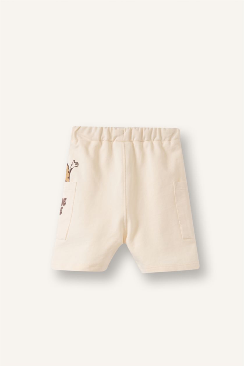 Baby Boy Light Stone Baby Boy Wide Leg Food Print Shorts