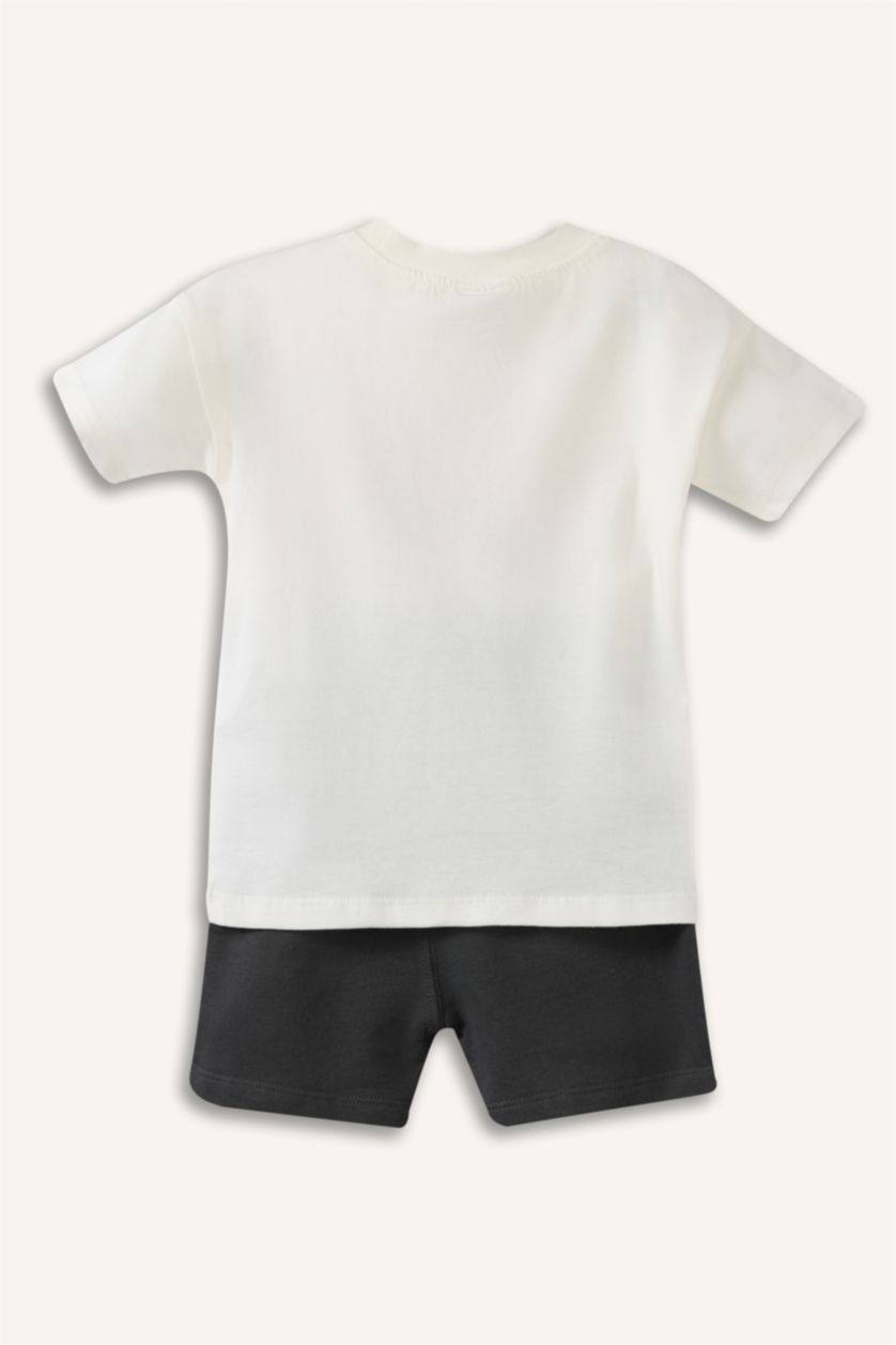 Erkek Bebek Ekru Baskılı 2'Li Takım Erkek Bebek