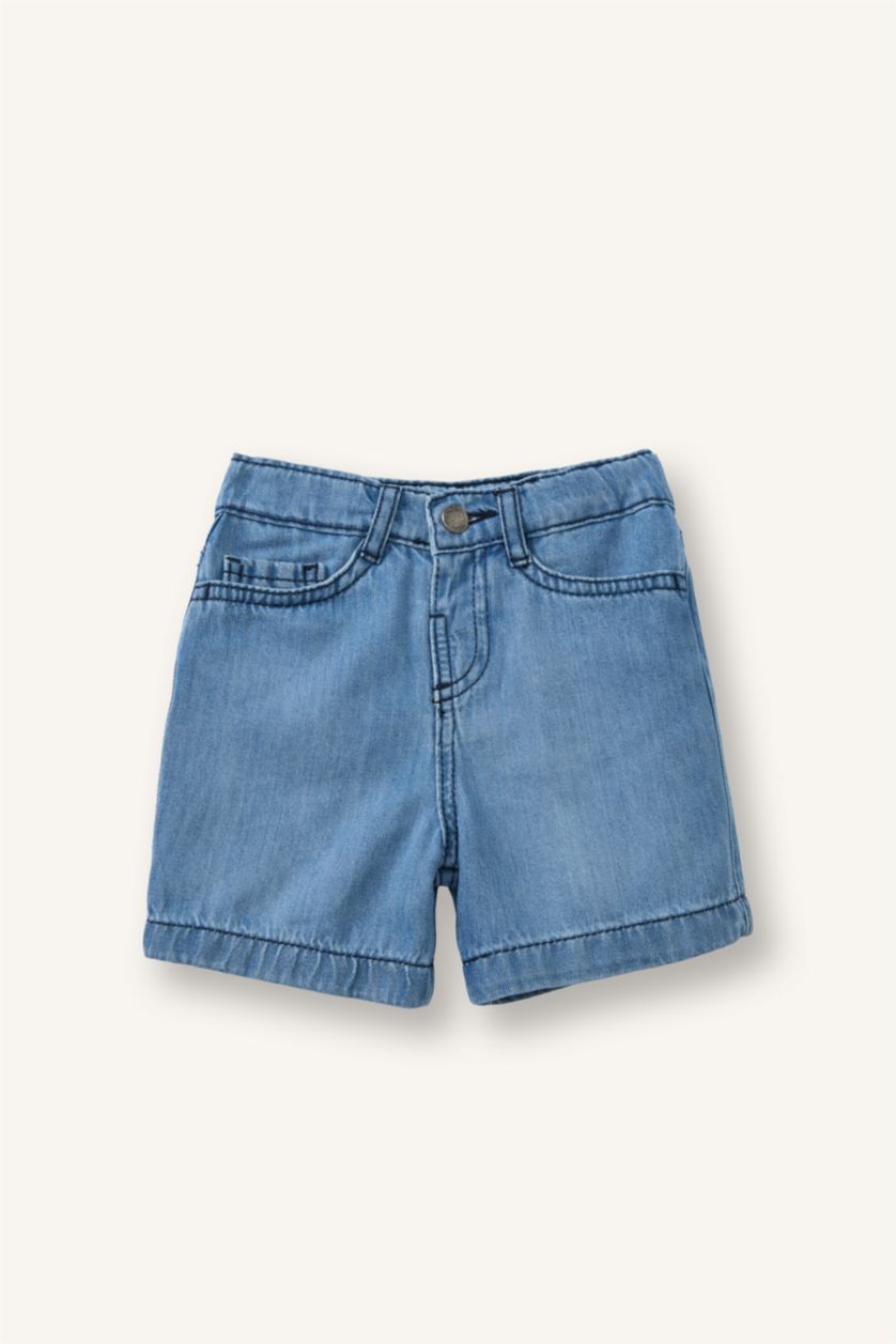 Erkek Bebek Mavi %100 Pamuk Jean Şort Erkek Bebek