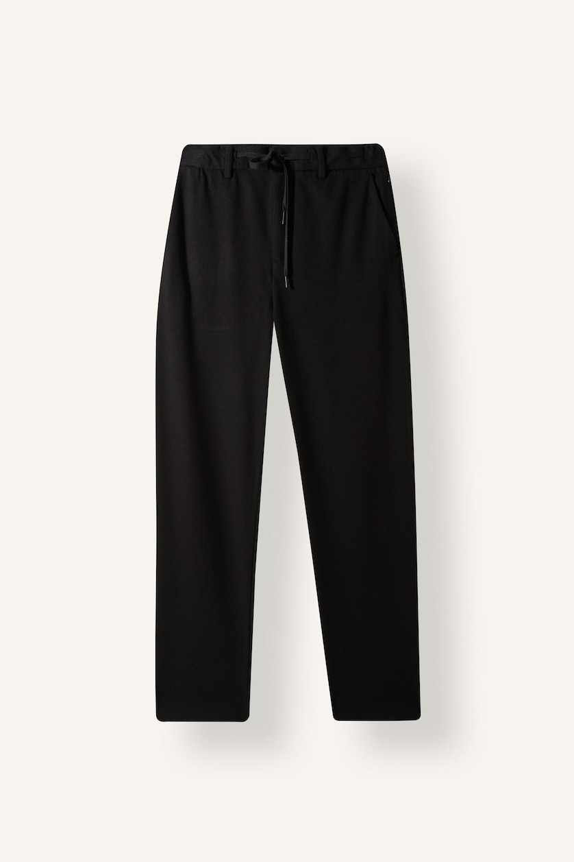 MAN Black Elastic Band Regular Fit Trousers