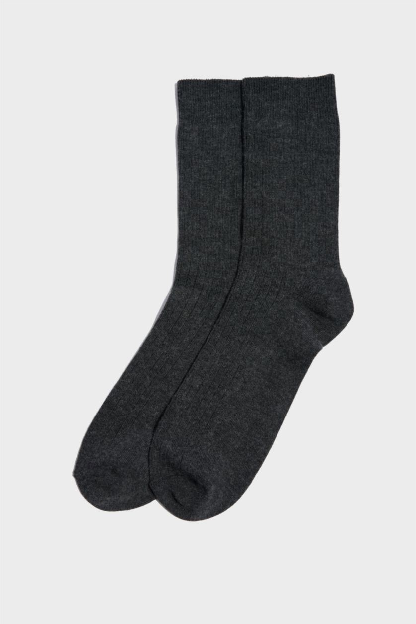 Erkek Gri Erkek 2'li Yün Uzun Çorap
