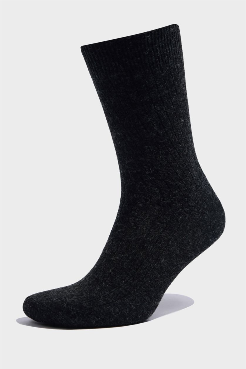 Erkek Lacivert Erkek 2'li Yün Uzun Çorap