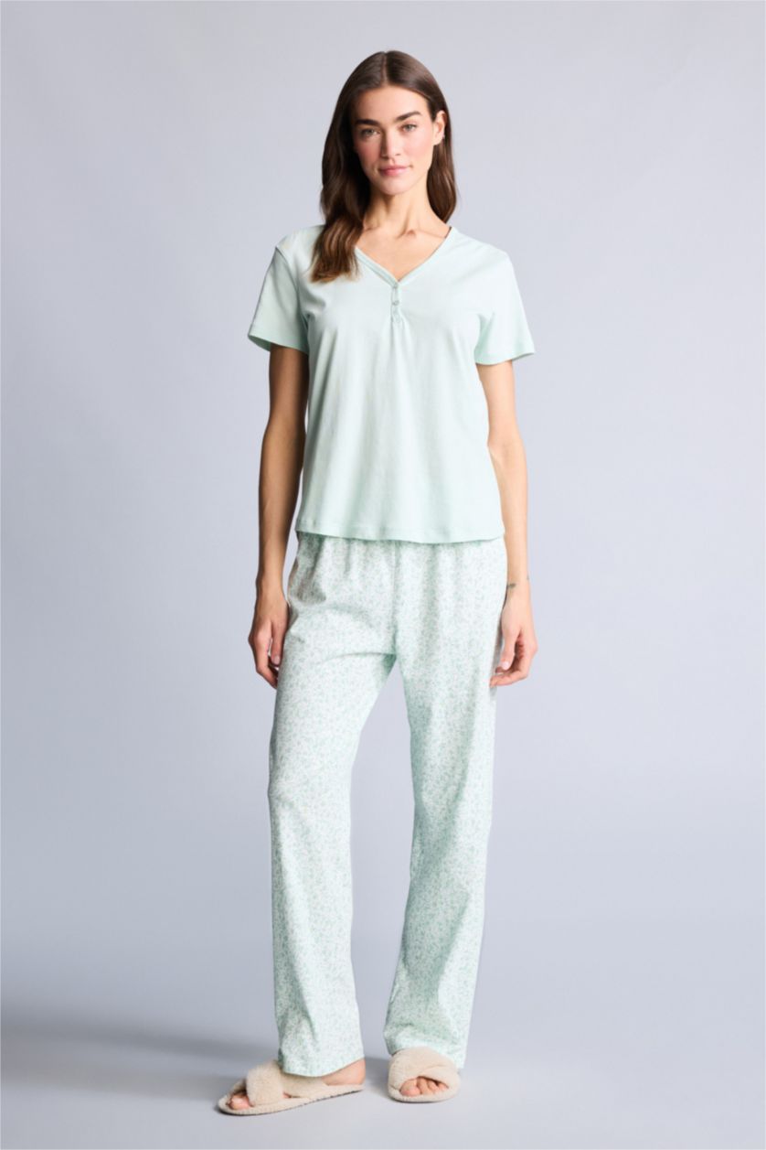 Kadın Mint Regular Fıt Kısa Kollu 2'li Takım