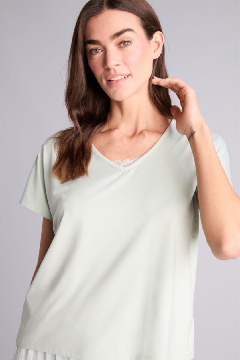 Kadın Mint Softshell Pijama Takımı Üst Alt