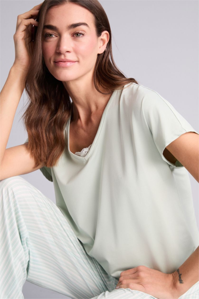 Kadın Mint Softshell Pijama Takımı Üst Alt